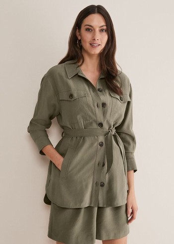 Phase Eight Leonar Co-Ord Shacket Coats Khaki Canada | KORMJB-275